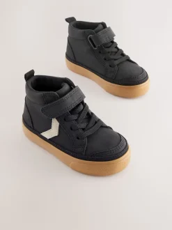 Noir - Bottes chevrons à lacets élastiques et fermeture tactile