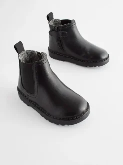 Noir - Bottines Chelsea en cuir doublées