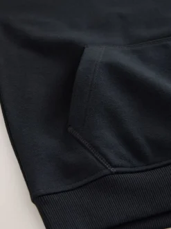 Noir - Chandail à capuchon en jersey uni (3-16ans)