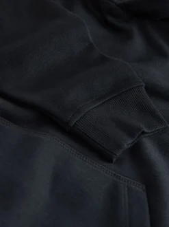 Noir - Chandail à capuchon en jersey uni (3-16ans)