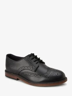 Noir - Chaussures Brogue à lacets en cuir