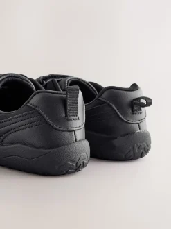 Noir - Chaussures d’école Barefoot en cuir à 2 lanières à fermeture par contact