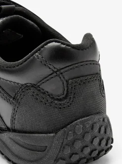 Noir - Chaussures d’école en cuir à fermeture scratch