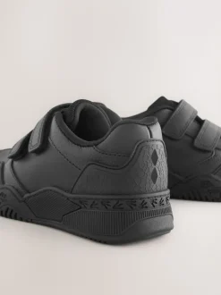 Noir - Chaussures d’école en cuir à fermeture par contact dinosaure