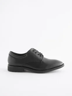 Noir - Chaussures Dentelle-up en cuir uni sur le devant
