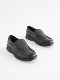 Noir - Chaussures style mocassins en cuir pour l'école