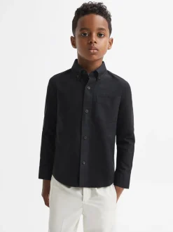 Noir - Chemise Oxford Reiss Greenwich à boutons