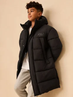 Noir - Doudoune longue Résistant à la douche (3-17ans)