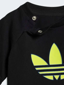 Noir - Ensemble Adidas Original avec haut à logo trèfle et Shorts pour Bébé