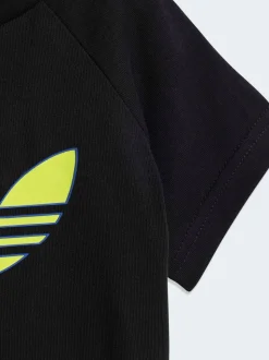 Noir - Ensemble Adidas Original avec haut à logo trèfle et Shorts pour Bébé