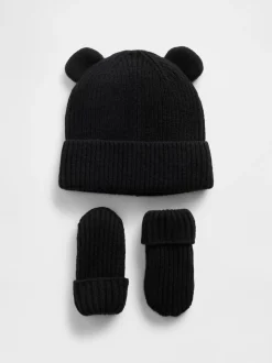 Noir - Ensemble bonnet et mitaines Gap CashSoft Bear