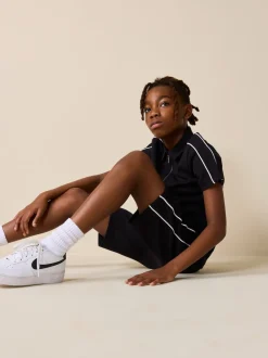 Noir - Ensemble polo et short à col zippé (3-16 ans)