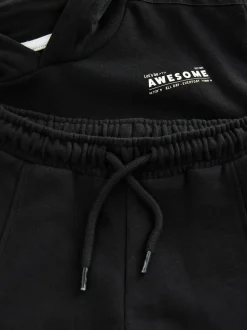 Noir - Ensemble sweat à capuche et short utilitaire 100% coton (3mois -7ans)