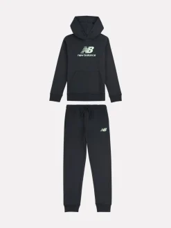 Noir - Ensemble sweat-shirt à capuche et survêtement New Balance FT à logo empilé