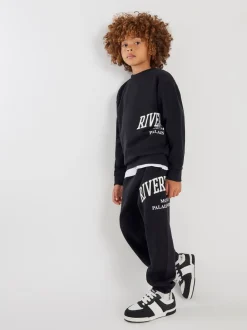 Noir - Ensemble Sweat-shirt et Jogging River Island River Varsity