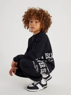 Noir - Ensemble Sweat-shirt et Jogging River Island River Varsity