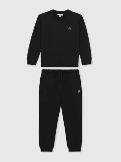 Noir - Ensemble sweat-shirt et survêtement Reiss Avery en mélange de coton