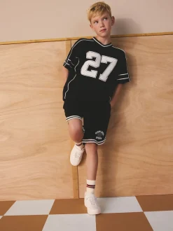 Noir - Ensemble t-shirt et short universitaire (3-16ans)