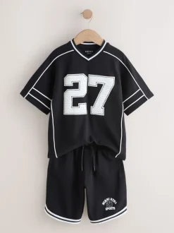 Noir - Ensemble t-shirt et short universitaire (3-16ans)