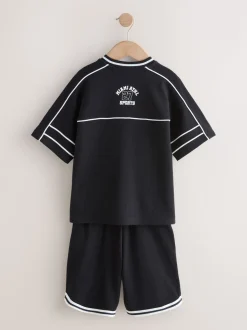 Noir - Ensemble t-shirt et short universitaire (3-16ans)