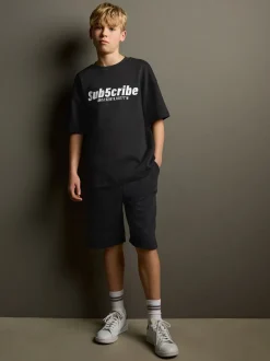 Noir - Ensemble t-shirt et short à manches courtes (3-16ans)