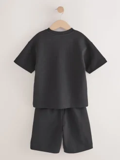 Noir - Ensemble t-shirt et short à manches courtes (3-16ans)