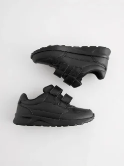 Noir - Fermeture par contact Chaussures d'école en cuir