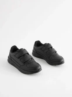 Noir - Fermeture par contact Chaussures d'école en cuir
