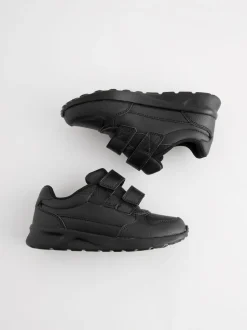 Noir - Fermeture par contact Chaussures d'école en cuir