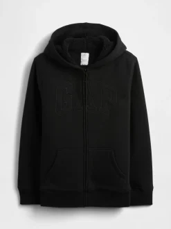 Noir - Gap Logo Sherpa-Lined Zip Hoodie (4-13yrs)