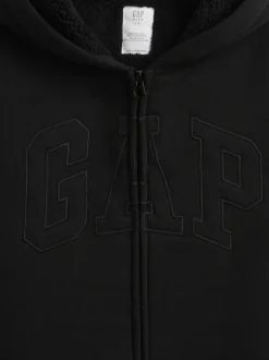 Noir - Gap Logo Sherpa-Lined Zip Hoodie (4-13yrs)