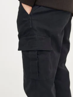 Noir - JACK & JONES JUNIOR Coupe droite Patch Pocket Cargos 100% Cotton Pantalons