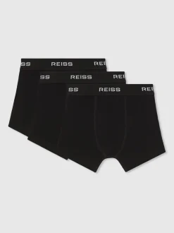 Noir - Lot de 3 boxers Reiss Heller en coton extensible à taille avec logo