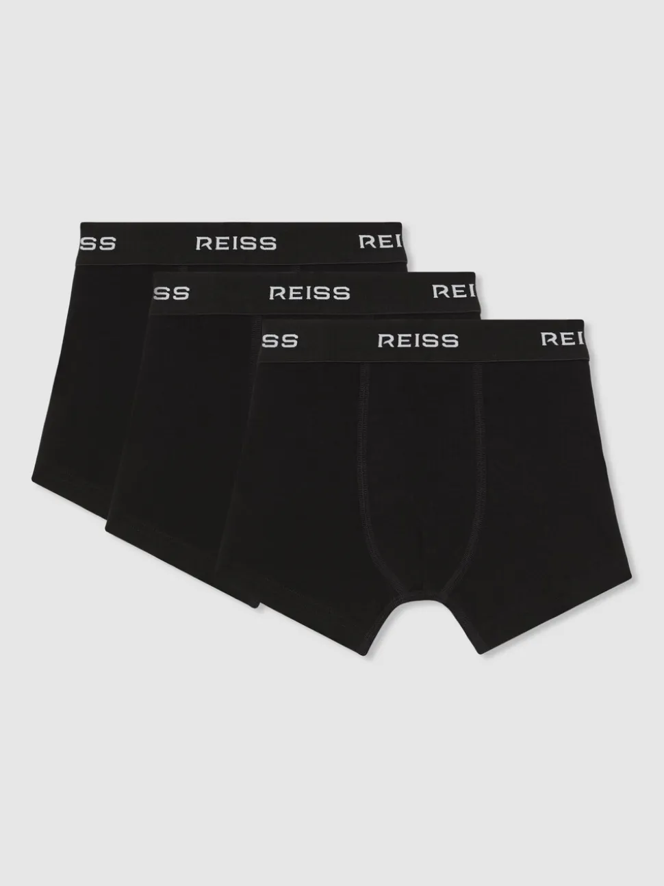 Noir - Lot de 3 boxers Reiss Heller en coton extensible à taille avec logo
