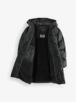 Noir - Manteau bouffant long imperméable doublé de polaire (3-17yrs)