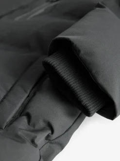 Noir - Manteau bouffant long imperméable doublé de polaire (3-17yrs)