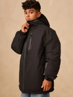 Noir - Manteau matelassé intérieur imperméable (3-16ans)