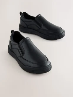 Noir - Mocassins d’école en cuir à enfiler