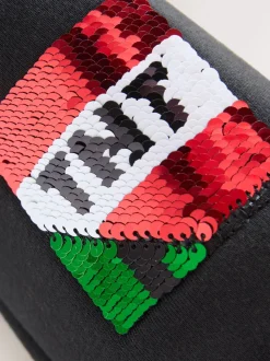 Noir - Mules chaussons Minecraft à sequins réversibles