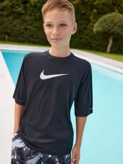 Noir - Nike Sun Safe Hydroguard Manches courtes Rash Vest