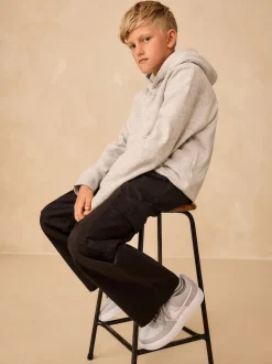 Noir - Pantalon cargo tissé (3-16ans)