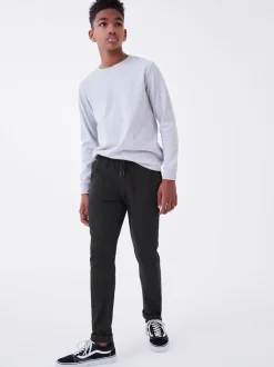 Noir - Pantalon Pull-On à Taille Côtelée (3-16ans)