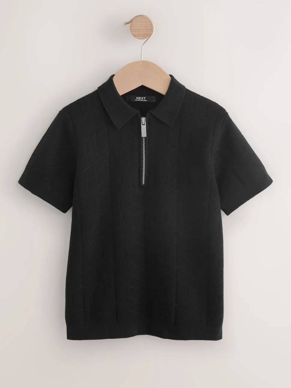 Noir - Polos tricotés à col zippé (3-16yrs)