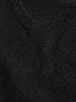 Noir - Pull en maille à col en V (3-16ans)