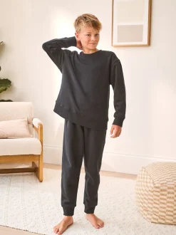 Noir - Pyjama simple en laine polaire (3-16yrs)