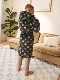 Noir - Robe en polaire Minecraft (5-16ans)