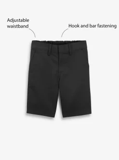 Noir - Short d'école à devant plat (3-14ans)