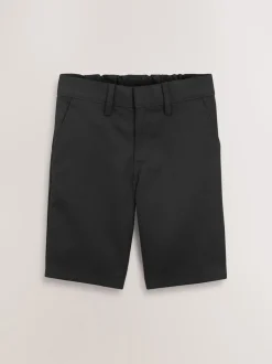 Noir - Short d'école à devant plat (3-14ans)