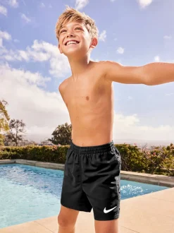 Noir - Short de volley Nike Swim Logo Tape 4 Inch