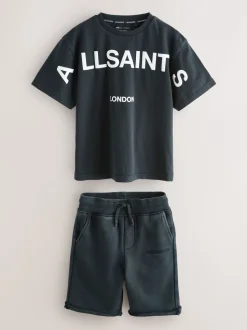 Noir - smALLSAINTS Biggy ensemble t-shirt et short en molleton oversize